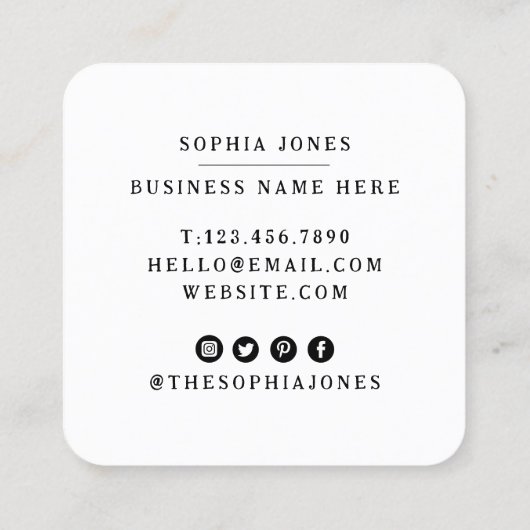 サンキュー | Love Businessロゴ付き手作りハート スクエア名刺 (裏面)