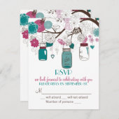 サンギア & ティール メイソンジャー 出欠確認 ウェディング 招待状 (正面/裏面)