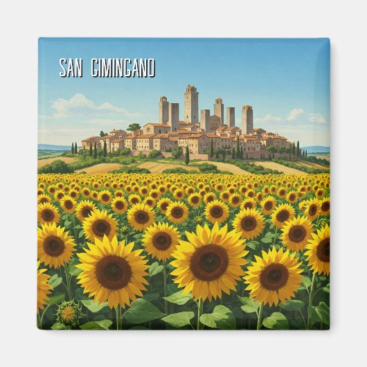 サンギミンガノイタリア旅行のひまわり マグネット (正面)