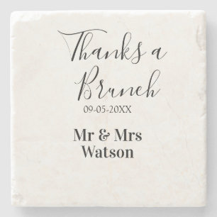 サンクスアブランチ 結婚式 名前 日付 シンプル ストーンコースター