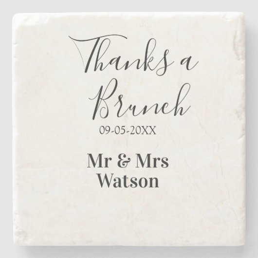 サンクスアブランチ 結婚式 名前 日付 シンプル ストーンコースター (正面)