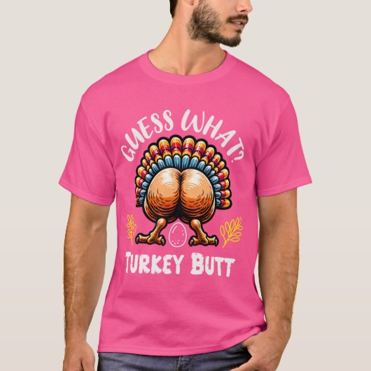 サンクスギビングにおもしろい七面鳥のお尻当てゲーム Tシャツ (正面)