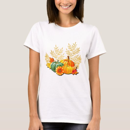 サンクスギビングの秋の紅葉とひまわり Tシャツ (正面)
