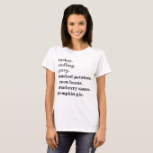 サンクスギビングの食事のリストのカスタマイズ Tシャツ (正面フル)