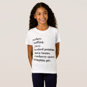 サンクスギビングの食事リスト オーダーメイド Tシャツ (正面フル)