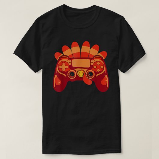 サンクスギビングゲーマー・ターキーコントローラー Tシャツ (デザイン正面)