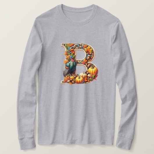 サンクスギビングスタイルのアルファベットB Tシャツ (デザイン正面)