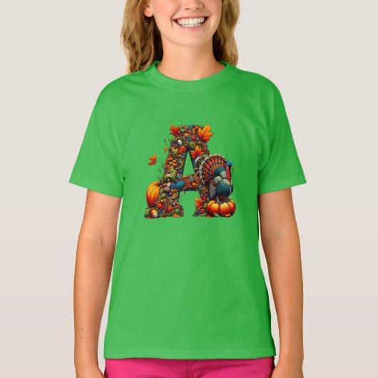 サンクスギビングスタイルの文字A Tシャツ (正面)