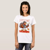 サンクスギビングターキーとタッチダウンおかしいつま先まで Tシャツ (正面フル)
