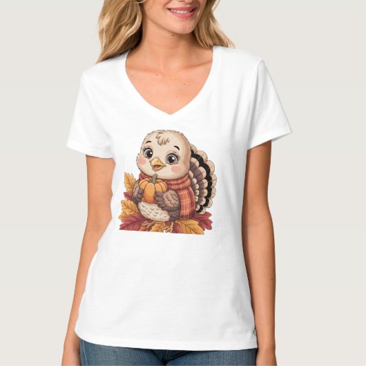 サンクスギビングターキーパンプキンフォーリーフ Tシャツ (正面)