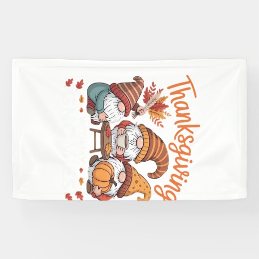 サンクスギビングノーム秋豹柄ターキーTシャツ 横断幕 (横)