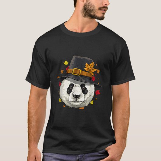 サンクスギビングパンダのピルグリム Tシャツ (正面)