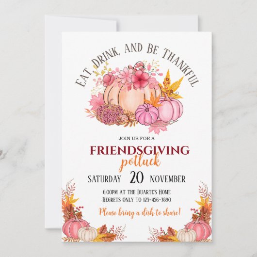 サンクスギビングパーティーのお誘い 招待状 (正面)