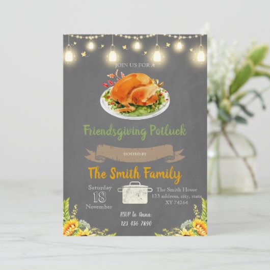 サンクスギビングパーティーのご招待（持ち寄り形式） 招待状 (スタンド正面)
