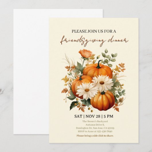 サンクスギビングパーティー 招待状 (正面/裏面)