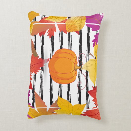 サンクスギビングホリデー秋メープル葉ズブラシデコール アクセントクッション (裏面(縦))