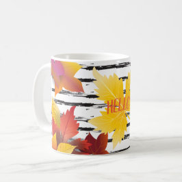 サンクスギビングホリデー秋メープル葉ズブラシデコール コーヒーマグカップ