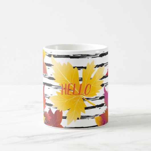 サンクスギビングホリデー秋メープル葉ズブラシデコール コーヒーマグカップ (中央)