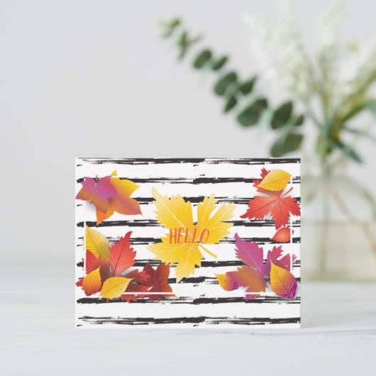 サンクスギビングホリデー秋メープル葉ズブラシデコール ポストカード (スタンド正面)