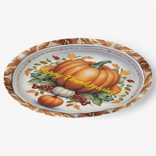 サンクスギビングモダンカボプキンオータムコレクション ペーパープレート (アングル)