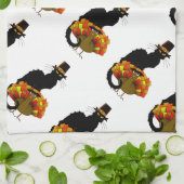 サンクスギビングルチャットノワールとトルコ巡礼者 キッチンタオル (折り畳み)