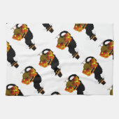 サンクスギビングルチャットノワールとトルコ巡礼者 キッチンタオル (横)