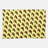 サンクスギビングルチャットノワールとトルコ巡礼者 キッチンタオル (横)