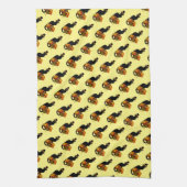 サンクスギビングルチャットノワールとトルコ巡礼者 キッチンタオル (縦)