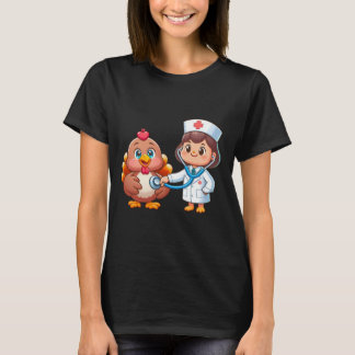サンクスギビング看護師ハートビートターキーフォールスクラブトップス Tシャツ