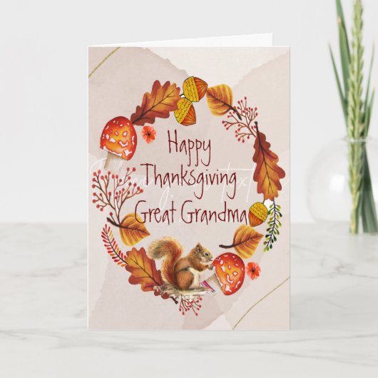 サンクスギビング秋リース素晴らしおばあちゃん シーズンカード (正面)