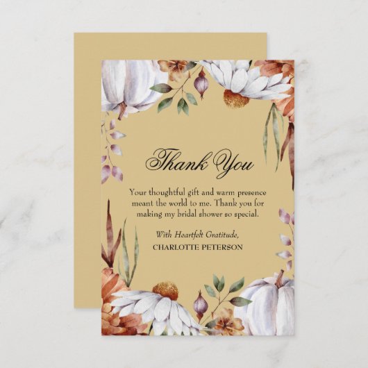 サンクスギビング秋秋シーズンブライダルシャワー サンキューカード (正面/裏面)
