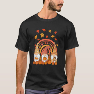 サンクスギビング カラフル 虹色 カボチャ 紅葉 庭の精 Tシャツ