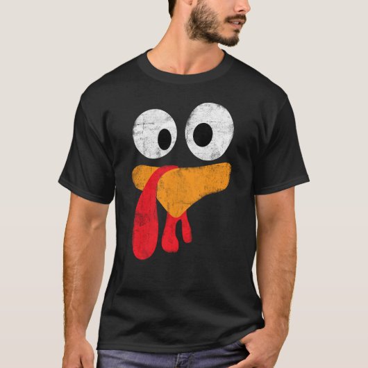 サンクスギビング カートゥーン おもしろ 七面鳥の顔 Tシャツ (正面)