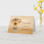 サンクスギビング・サンフラワーの牧師と妻の恵み カード (黄色い花)