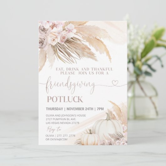 サンクスギビング ディナー パーティー 感謝の秋 招待状 (スタンド正面)