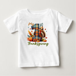 サンクスギビング パンプキン ウォーターカラー オートゥムン ベビーTシャツ