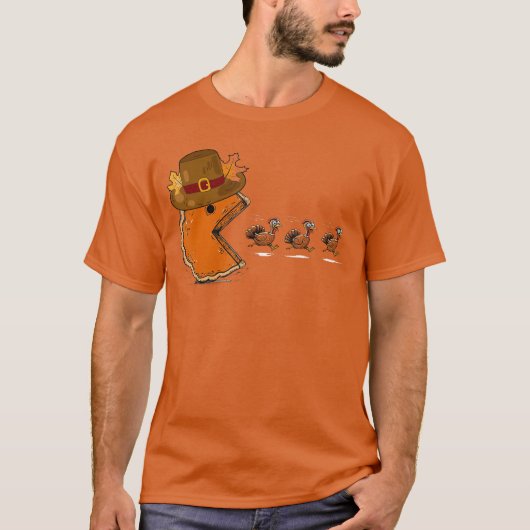 サンクスギビング ビデオ ゲーム 七面鳥を食べる ゲーマー 男性 Tシャツ (正面)