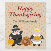 サンクスギビング・ピルグリム・ファーザーズ、パンプキン&トルコ。 ワインラベル (シングルラベル)