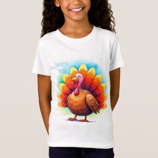 サンクスギビング、可愛い七面鳥、あなたに感謝のTシャツ Tシャツ (正面)