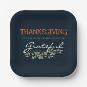 サンクスギビング |感じの感謝のユモダンーカリ ペーパープレート (正面)