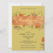 サンクスギビング  水彩  ルーストイックグリーン 葉 招待状 (正面)