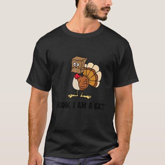 サンクスギビング 猫 偽猫 ニャー サンクスギビング 七面鳥 Tシャツ (正面)