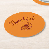 サンクスフルコルヌコピア紙コースター ラウンドペーパーコースター (アングル)