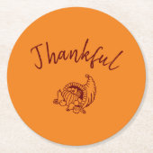 サンクスフルコルヌコピア紙コースター ラウンドペーパーコースター (正面)