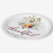 サンクスフルバーガンディフローラカボチャ感謝祭 ペーパープレート (アングル)