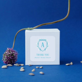 サンクスブルー ブライダルシャワーフラワーの感謝を伝える スクエアシール