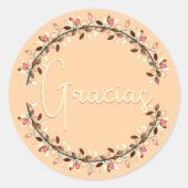 サンクスユースペインのグラシアスイエロータイポグラフィリース ラウンドシール (正面)