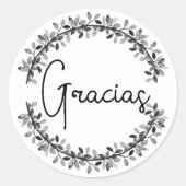 サンクスユースペインのグラシアスブラックタイポグラフィリース ラウンドシール (正面)