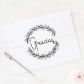 サンクスユースペインのグラシアスブラックタイポグラフィリース ラウンドシール (封筒)