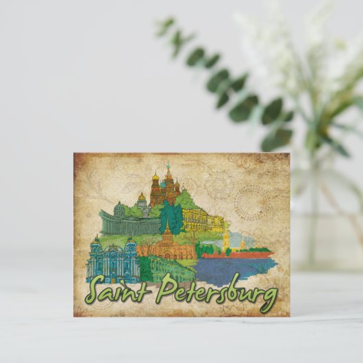 サンクトお洒落ペテルブルク記念物風景葉書 ポストカード (スタンド正面)